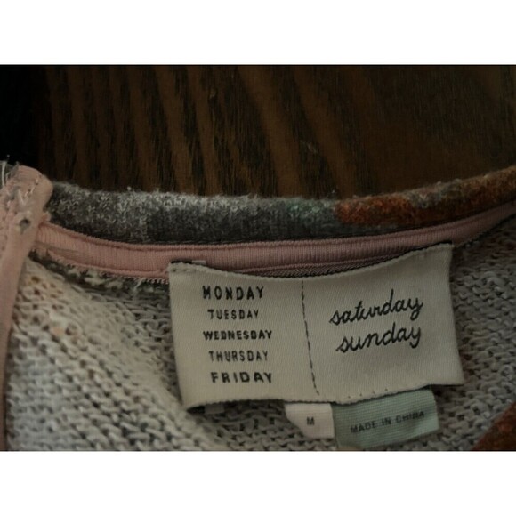 Anthropologie Saturday Sunday Gray Floral Knit Dress Fit & Flare Size Medium - Picture 6 of 16